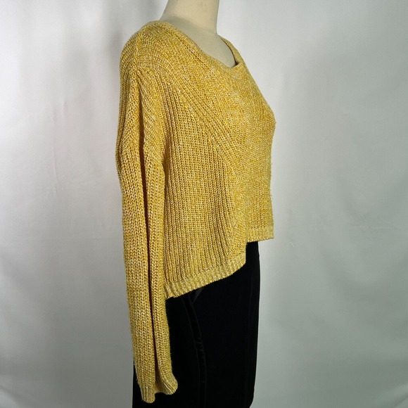 Express Womens Open Knit Back Crop Sweater Yellow, Sz M - Picture 3 of 10